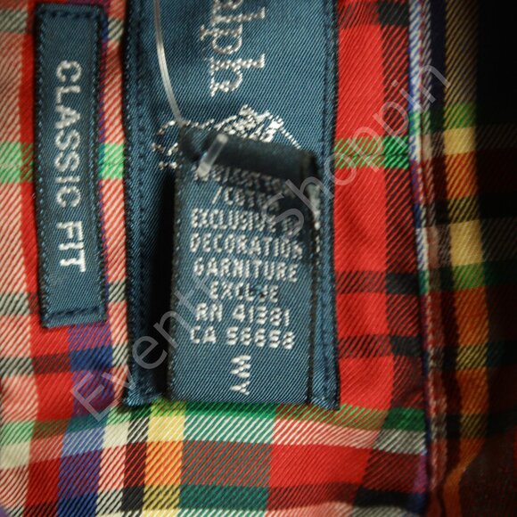 Polo Ralph Lauren Shirt Mens Medium Red Plaid Classic Fit Button Down Pony New - Picture 5 of 5